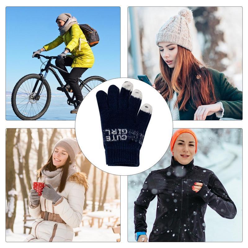 Gloves Touchscreen Warm Windproof Elastic Gloves Anti Slip Cold Weather Thermal Warm Gloves For Hiking Driving Running Bike