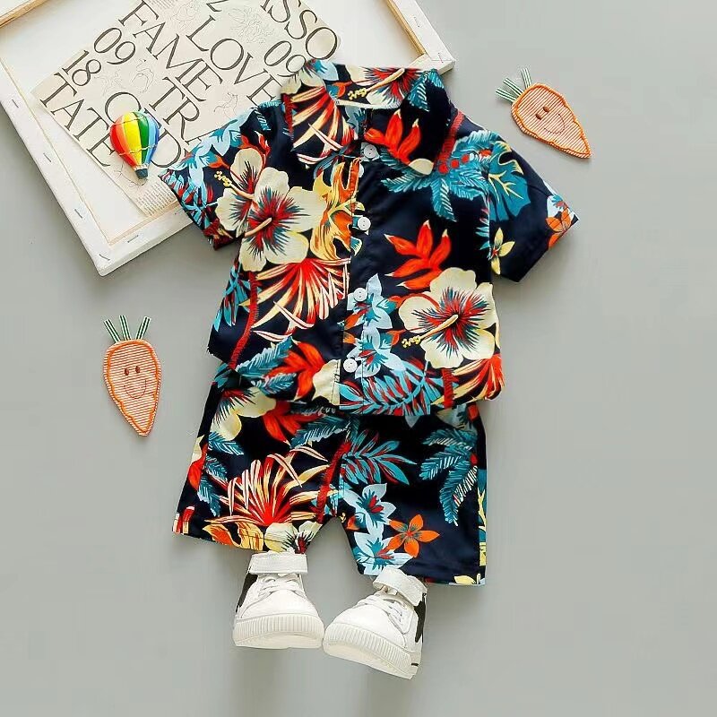 Летний костюм для маленьких мальчиков, модная женская рубашка, топ и шорты, комплект одежды из 2 предметов для мальчиков, костюмы для младенцев, детская одежда