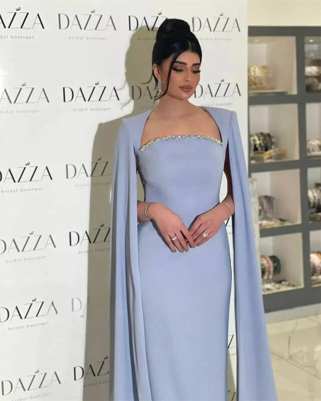 Lekkie niebieska sukienka na studniówkę kryształowe koraliki dubajskie arabskie suknie wieczorowe Vestidos De Fiesta فساتين السهرة formalna okazja imprezowa sukienka