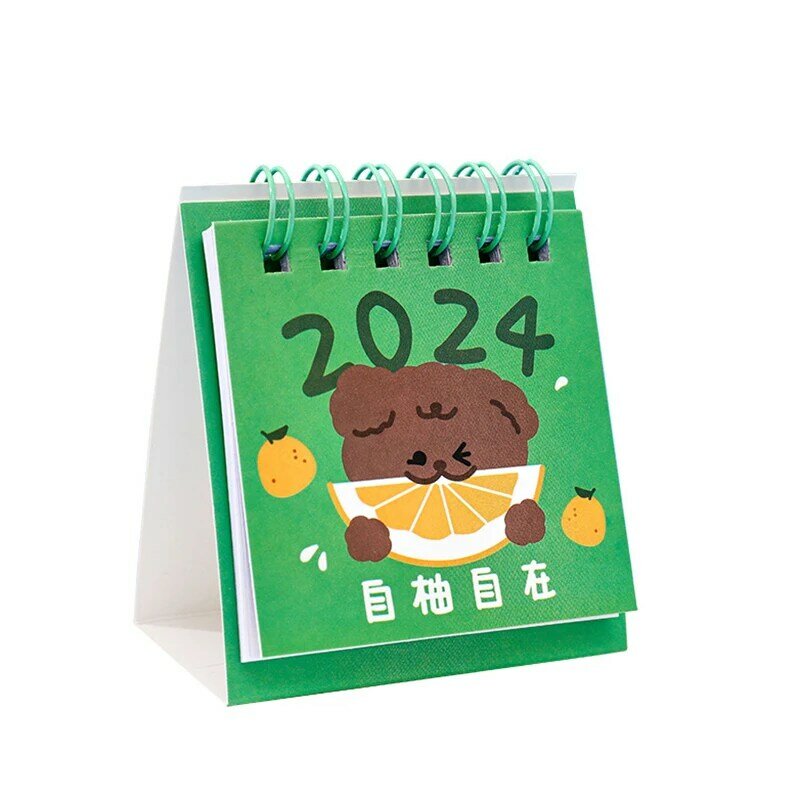 Calendario de mesa pequeño de escritorio para estudiantes, decoración pequeña, reloj diario, autosujeción, 2024