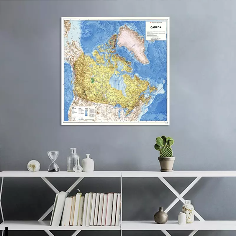 90*90cm Vintage mapa kanady w 1983 włókniny płótnie malarstwo Retro ściana plakat klasie Home Decor szkolne