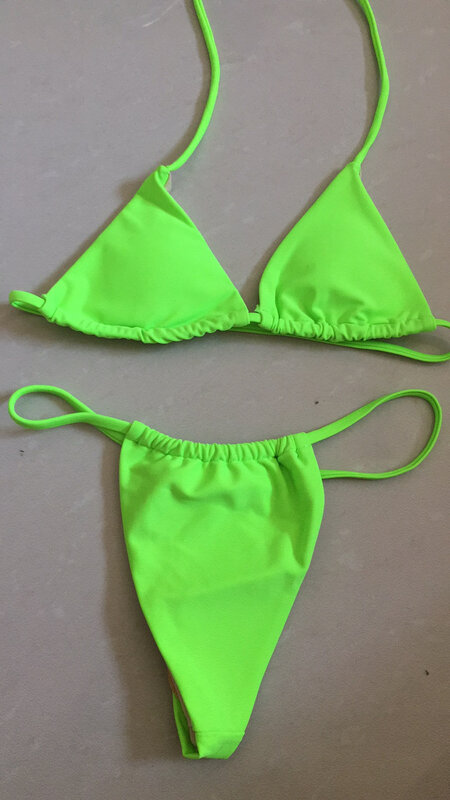 Sexy Tanga Bikini 2024 Frauen Badeanzug weibliche Bade bekleidung Micro Bikinis Set brasilia nischen Strand tragen Badeanzug Biquini Neongelb