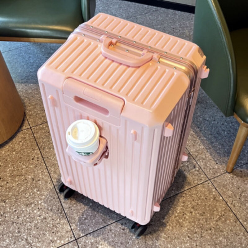 Новый вместительный дорожный чемодан с алюминиевой рамкой, трость для чемодана, диагональ 24/28/32 дюймов, с держателем для чашки, для путешествий, семейная комбинированная коробка