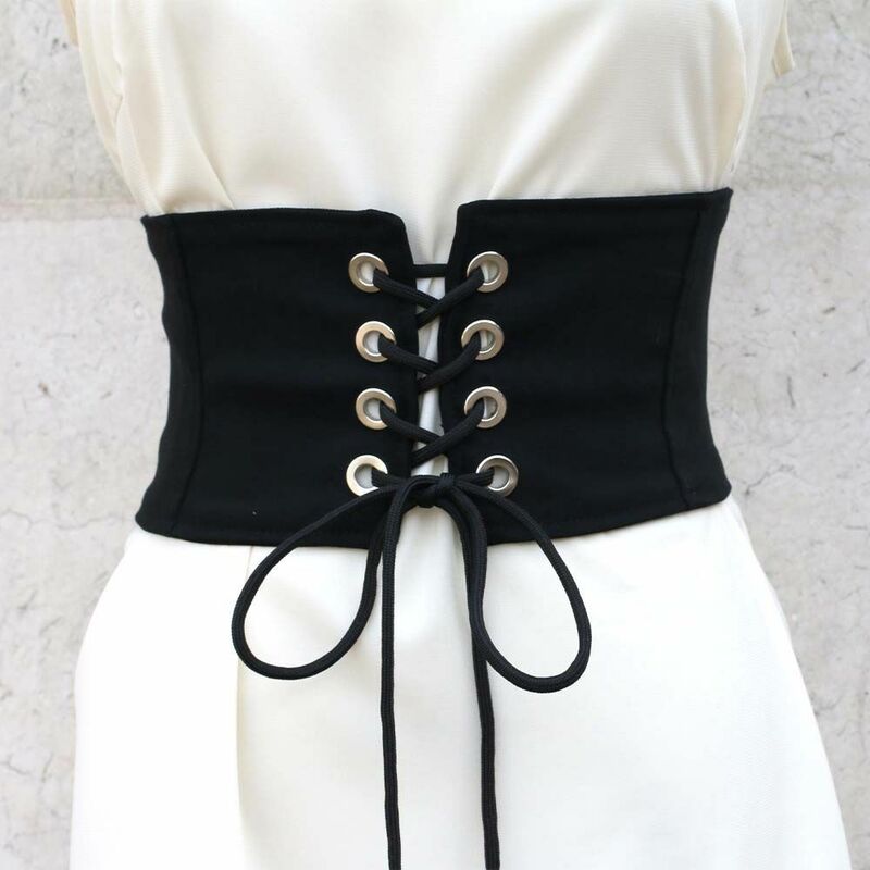 Corsé de cintura alta de estilo coreano para mujer, falda anudada con lazo, faja ajustable, cinturón ancho