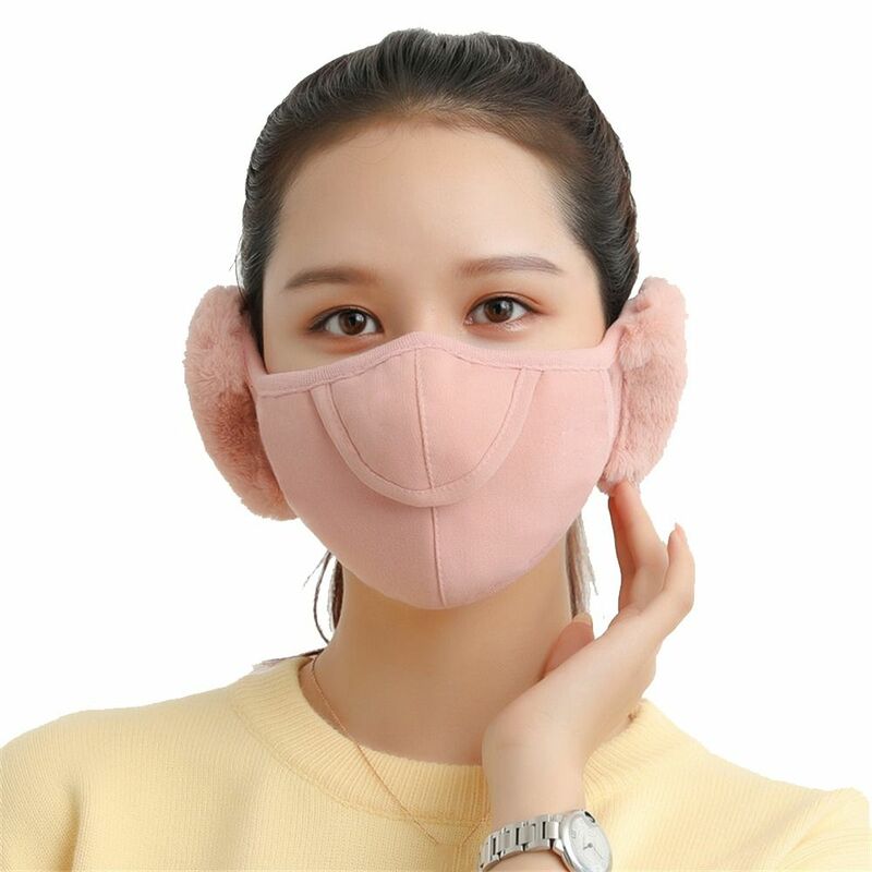 Warm Half Face Mask Fashion Cotton Open Breathable Earmuffs Cold-proof Windproof Mouth Cover Women Men