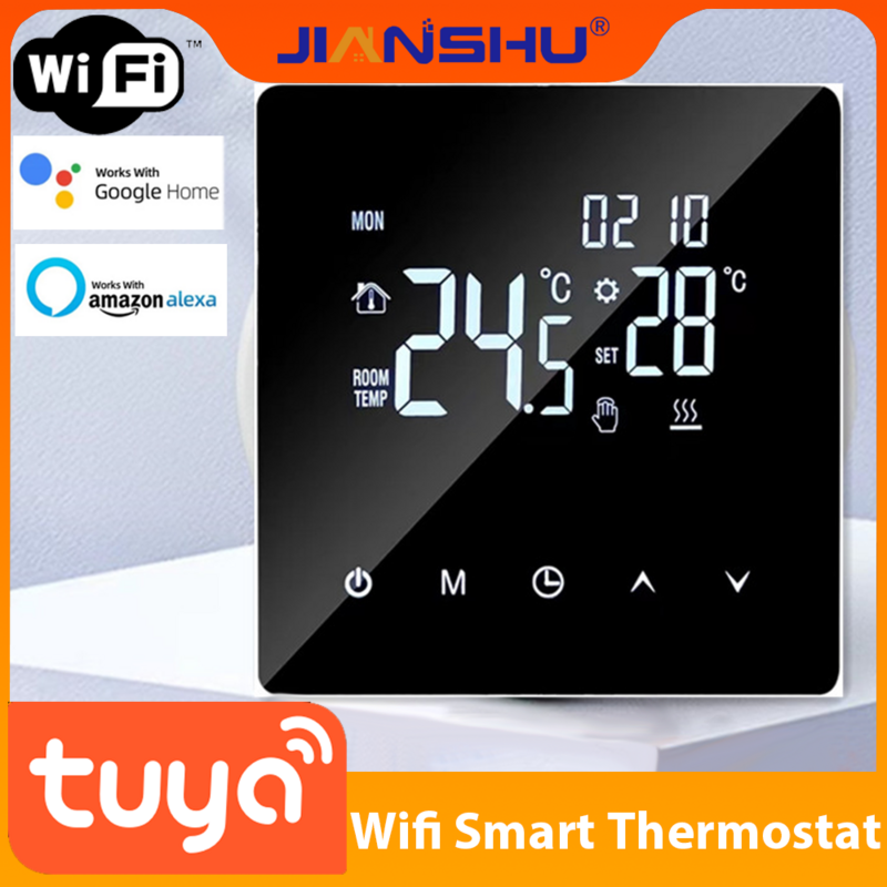 Jianshu Tuya المنزل الذكي المرجل واي فاي ترموستات 220 فولت تحكم في درجة الحرارة الدافئة التحكم في درجة الحرارة الرقمية ترموستات