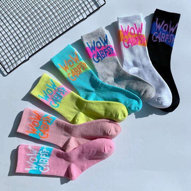 All-match college style European and American street skateboard socks couple letters sports cotton socks