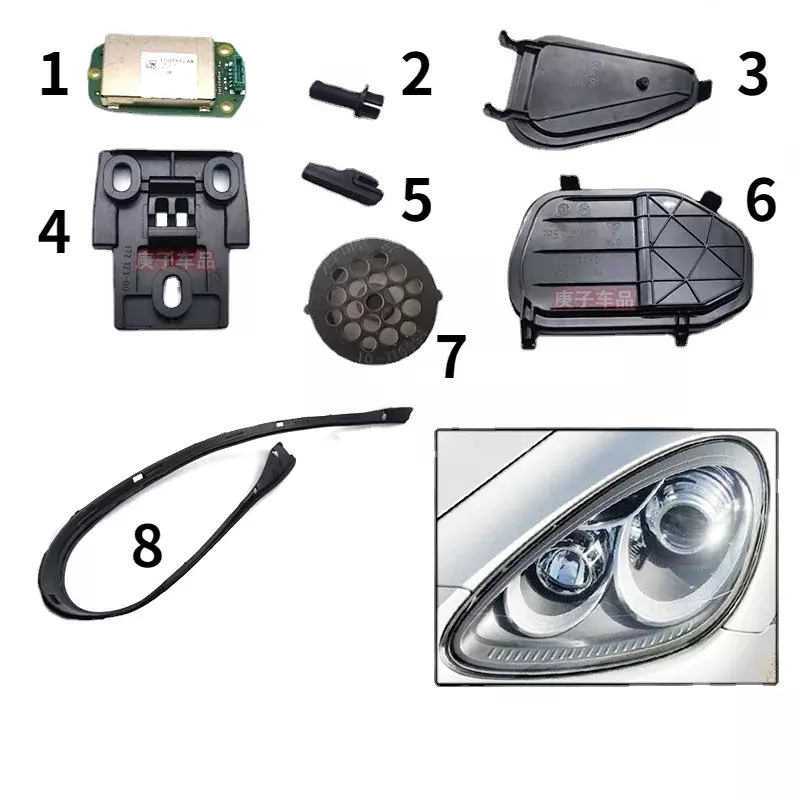 For 11-14 Porsche Cayenne Headlight Bracket Base Fixing Pin Sealant Strip Rear Dust Cover 1pcs