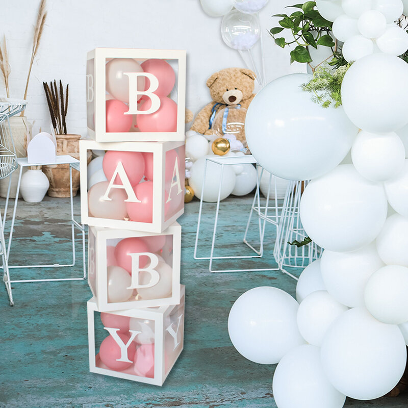 Caja de letras transparente personalizada, decoración para fiesta de primer cumpleaños de niña, A-Z, globos de boda, bricolaje, 27/25cm