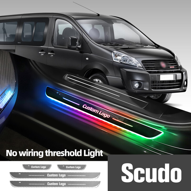 สำหรับ Fiat scudo 1995-2013 2005 2006ธรณีประตูรถยนต์ไฟ LED ปรับแต่งโลโก้ได้เอง