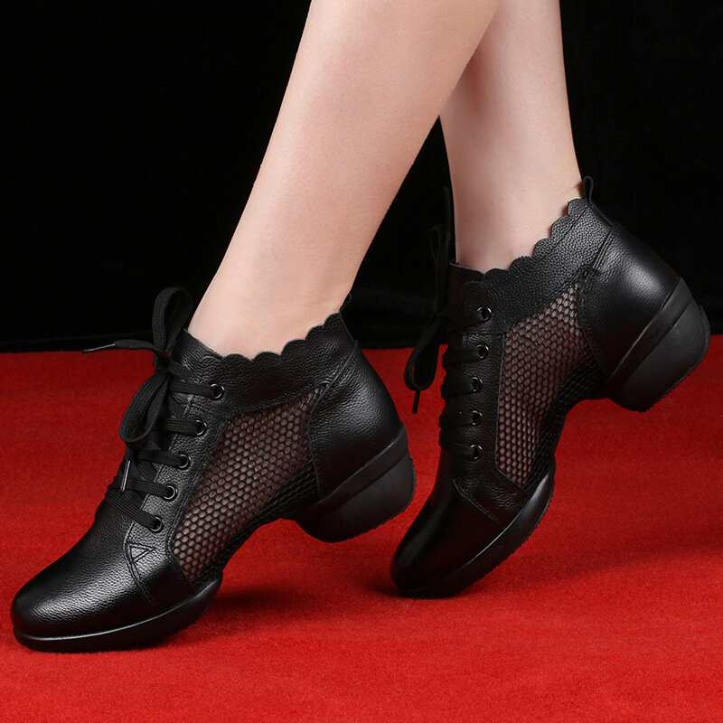 Scarpe sportive per donna scarpe da ballo Fitness scarpe da donna moderne principali scarpe da ballo in pelle Jazz traspiranti vuote Sneakers