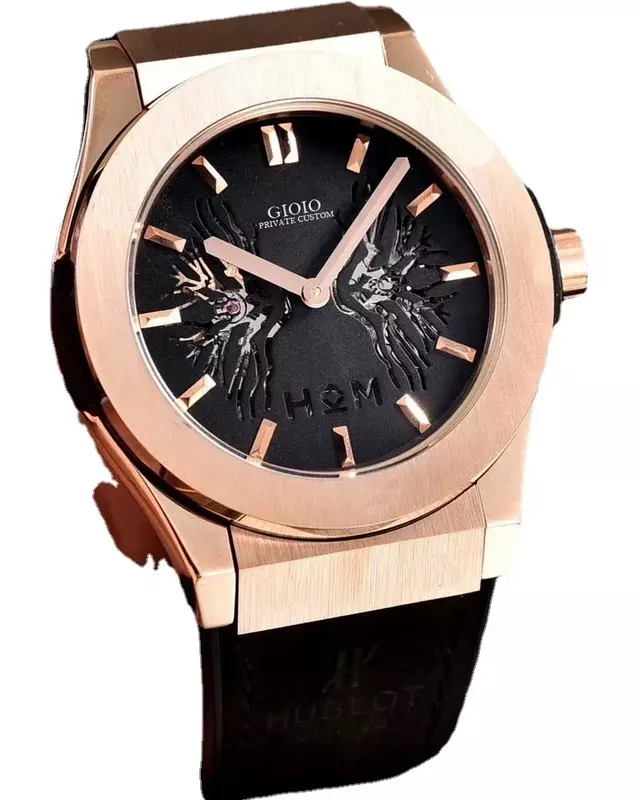Luxury New Men Automatic Mechanical Watch Rose Gold Black Blue Leather Sport Watches