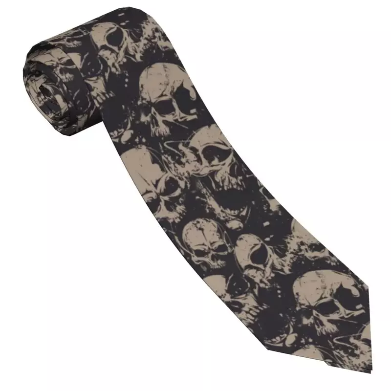 Grunge Pattern With Skulls Rock Neckties Fashion Polyester 8 cm Classic Neck Ties for Mens Daily Wear Wedding Office