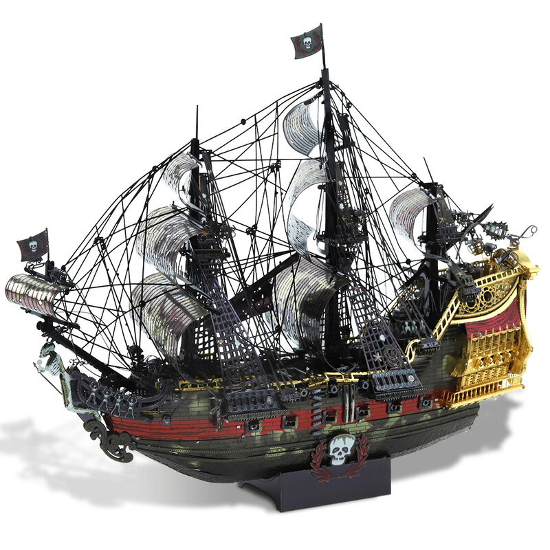 Piececool 3D Puzzle metalowe zemsta królowej anny układanka statek piracki DIY zestaw klocków zabawki dla nastolatków łamigłówka