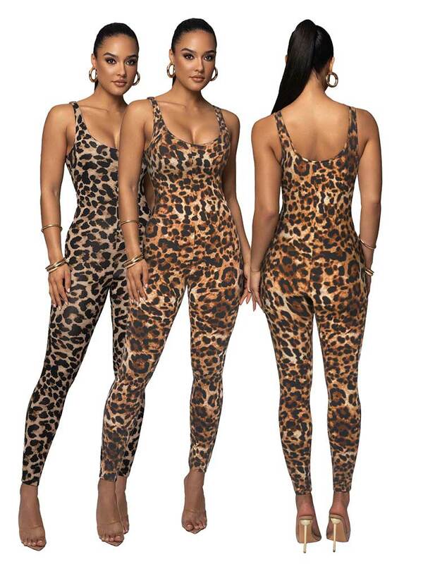 Nuovo 2024 Sexy Sling senza maniche Backless Snake Leopard Print tuta per le donne Skinny Fashion Nightclub Party Wear Streetwear