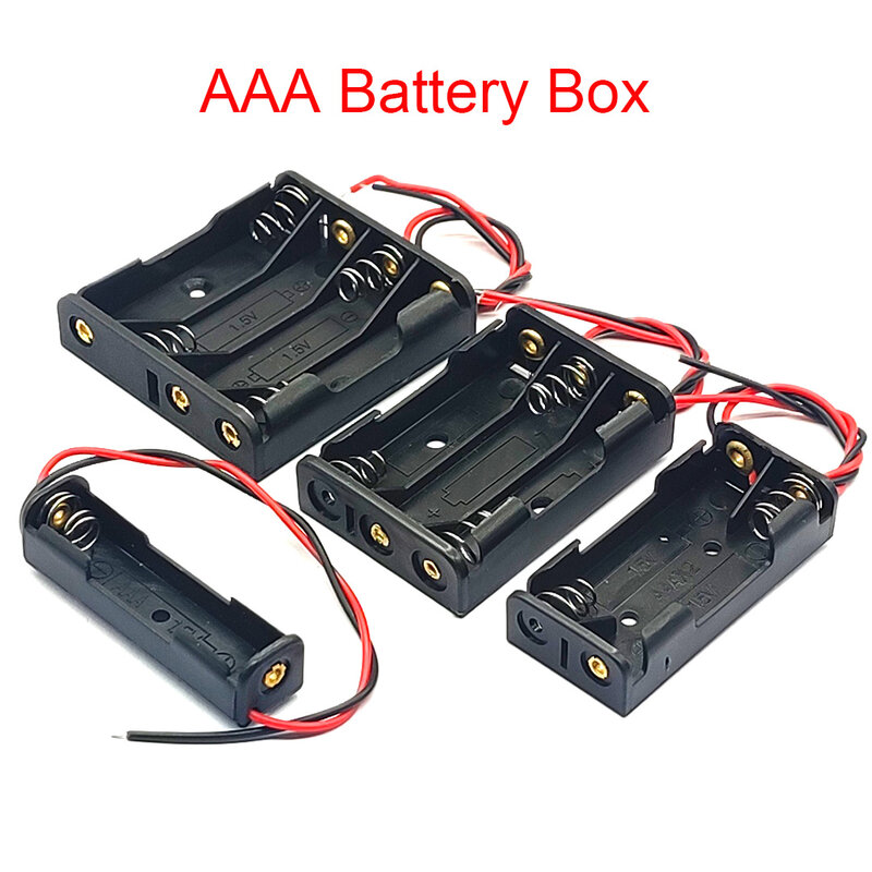 AAA علبة البطارية 1/2/3/4 فتحة صندوق بطارية حامل البطارية مع يؤدي مع 1 2 3 4 فتحات AAA صندوق تخزين
