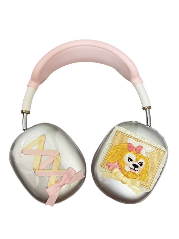 Dophee oryginalne etui na słuchawki AirpodsMax wstążka kokardka Apple nakładka na słuchawki śliczne młode dziewczyny silikonowa przezroczysta miękka skorupa