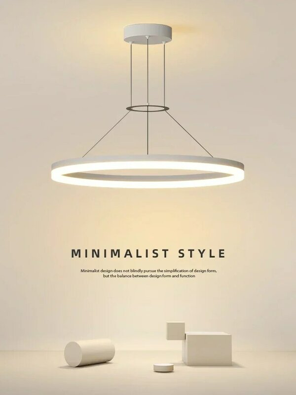 Modern Minimalist Led Pendant Lamp For Living Room Bedroom Dining Kitchen Black Ring Hanging Ceiling Chandelier Lighting Fixture