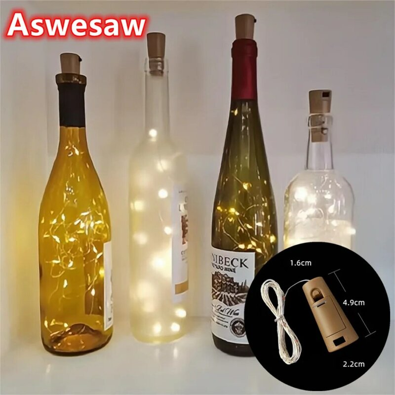 Lampu Botol Anggur LED dengan Gabus, Lampu Gabus 1/2/3M Lampu Tali Mini Peri untuk Botol Minuman Keras Kerajinan Dekorasi Pesta Pernikahan