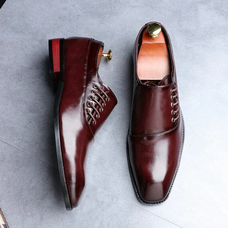 Zapatos de vestir Oxford hechos a mano de alta calidad para hombre, calzado de traje de cuero de vaca genuino, zapatos italianos formales de boda, 2024