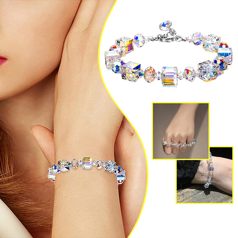 Nieuwe Armband 8Mm Oogverblindende Crystal Vierkante Suikerkristal Armband Kristallen Armband