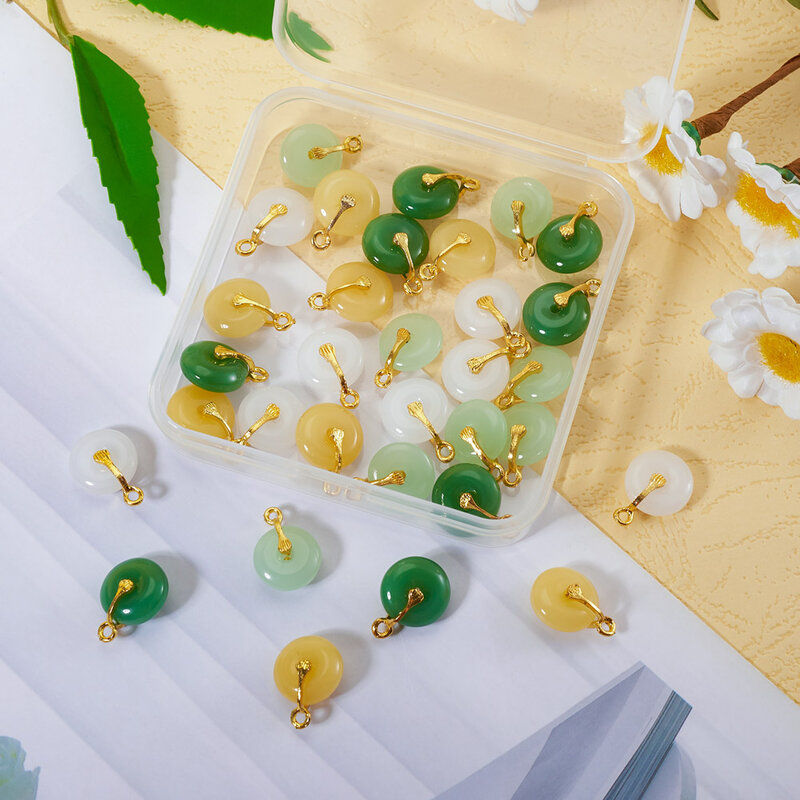 Breloques pendantes en verre pour bijoux, boucle d'oreille en alliage, bélière de pincement, disque Pi, bracelet de bricolage, collier exécutif, 36 pièces