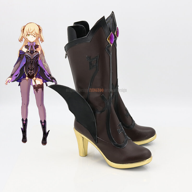 Genshinimpact Fischl Personagens Anime Sapatos, Botas Cosplay, Party Costume Prop