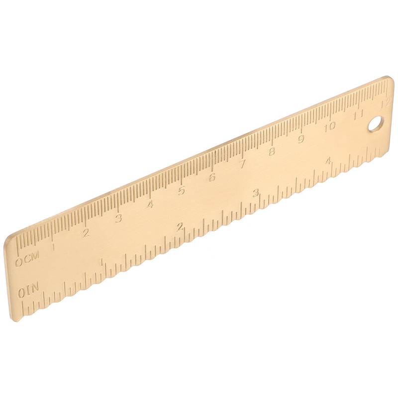 Retro Bookmark For Math Brass Ruler Double Scale Inch Vintage Metal Wavy Office Measuring Rulers