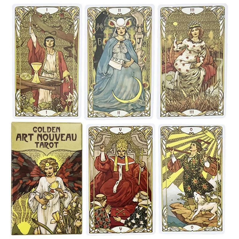 Złote Art Nouveau karty wyroczni tarota dla początkujących profesjonalistów karty do wróżenia płyta stołu wieczory rodzinne gry