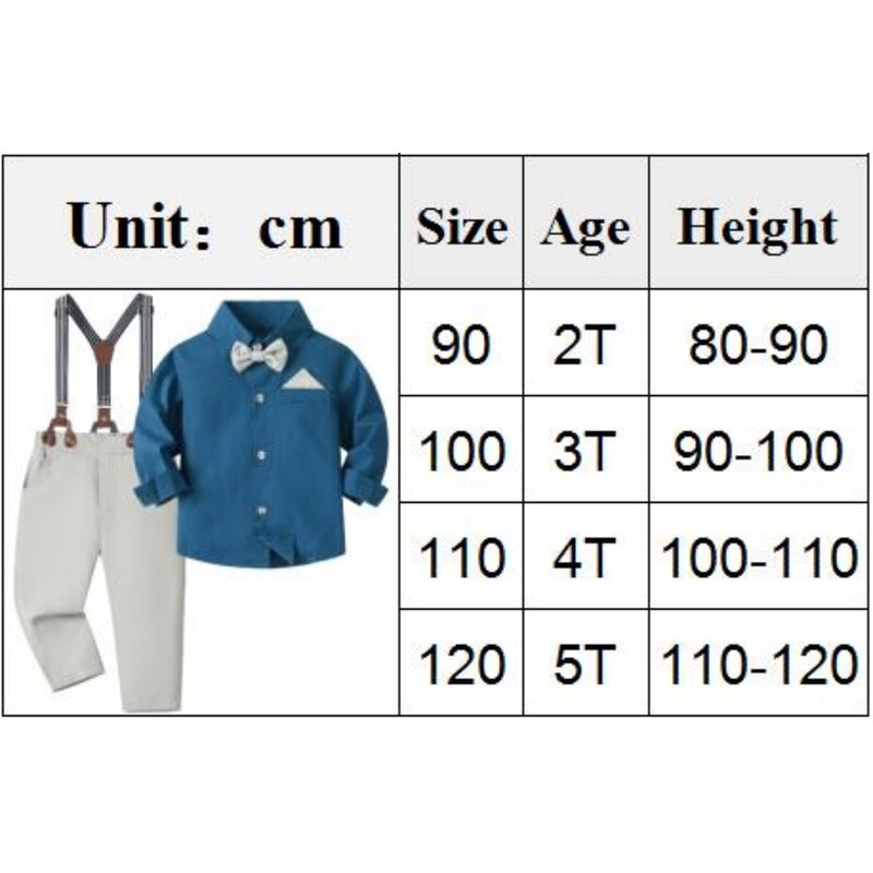 Anniversary Costume for Boys 2 3 4 5 Years Kid Solid Spring Autumn Boutique Clothing Set Toddler Baby Birthday Suit Cotton 4PCS
