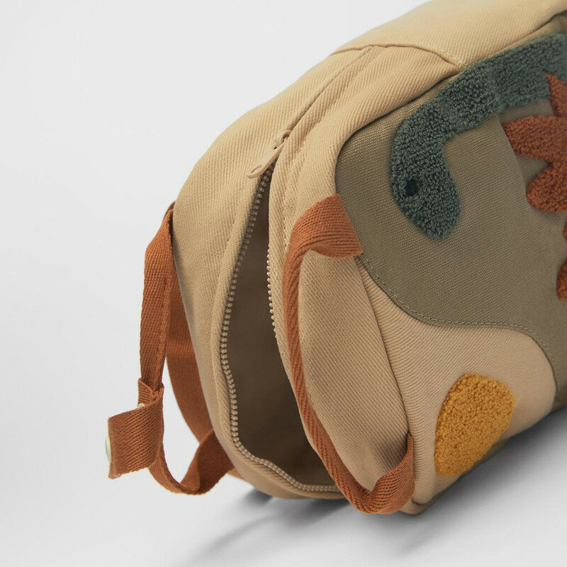 Mochila de lona con bordado de dinosaurio para niños y estudiantes, mochila personalizada de dibujos animados para ir a la escuela, novedad