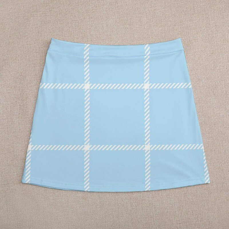 Mini-jupe imprimée Vichy bleu bébé, ePlaid étalé et filtré, vêtements validés