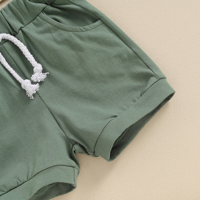 VISgogo Baby Boys Summer Outfits Animal Print Short Sleeves T-Shirt and Elastic Shorts Set for 2 Piece Vacation Clothes Set