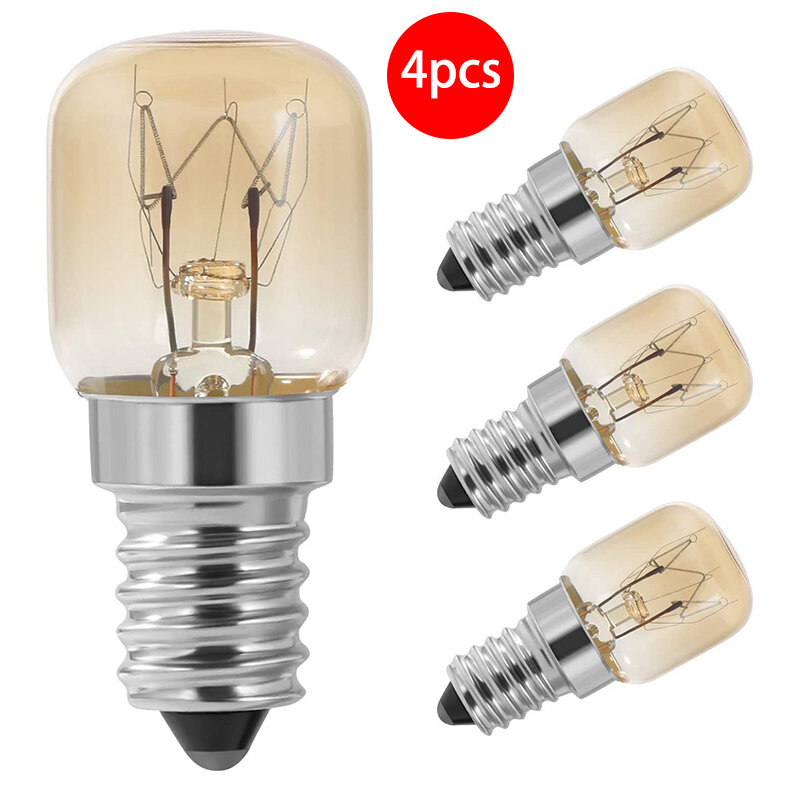 Ampoule de four pygmée E14, lampe de four, capuchon SES, clair, Pac, lumière jusqu'à 300 degrés Celsius, 15W, 4 pièces