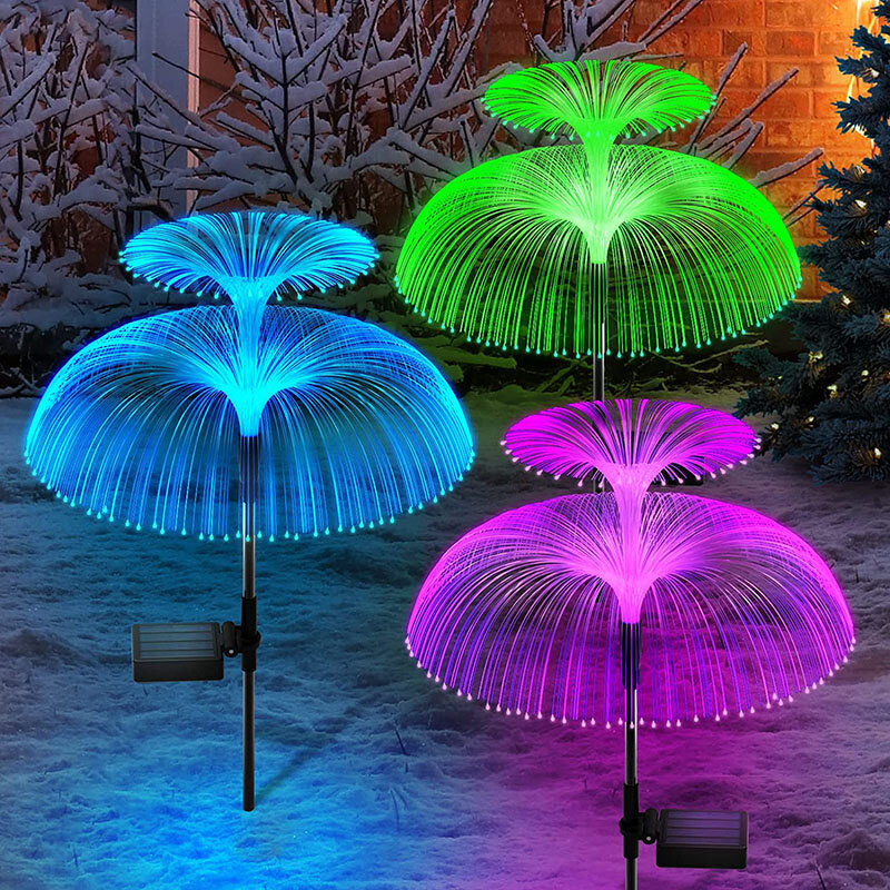 3pcソーラークラゲライト7色ソーラーガーデンライト屋外防水パティオ投光器中庭パーティー装飾花ランプ