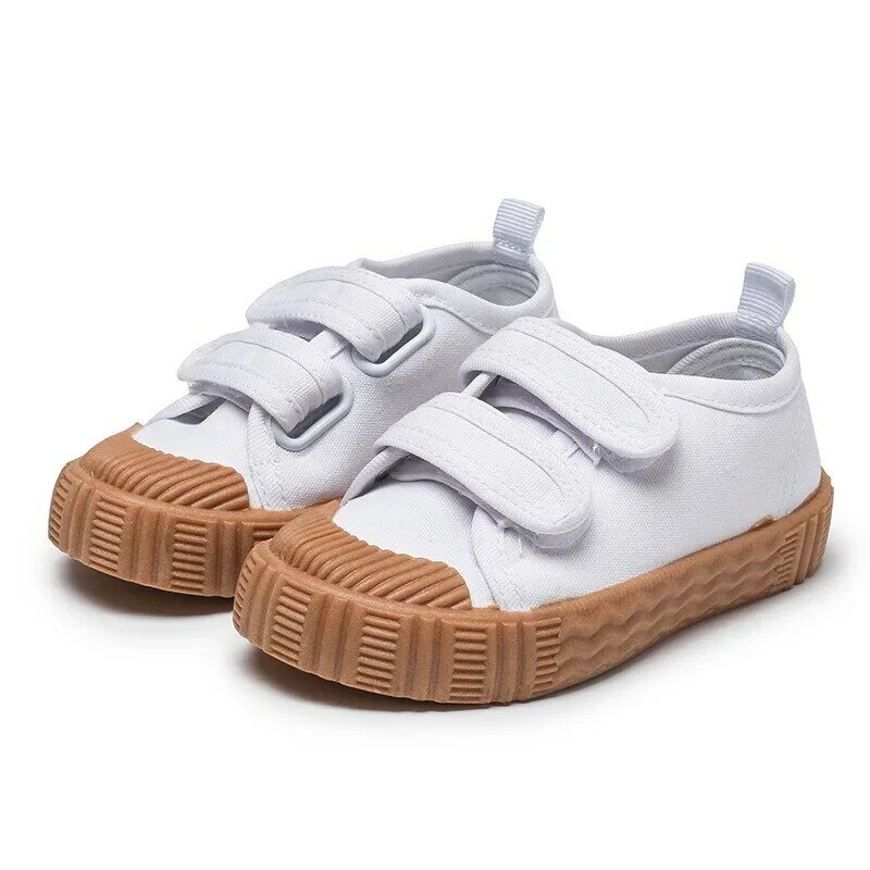Sapato de lona de sola macia antiderrapante para crianças, tênis respirável para meninas e meninos, tênis casual com letras, versátil para crianças