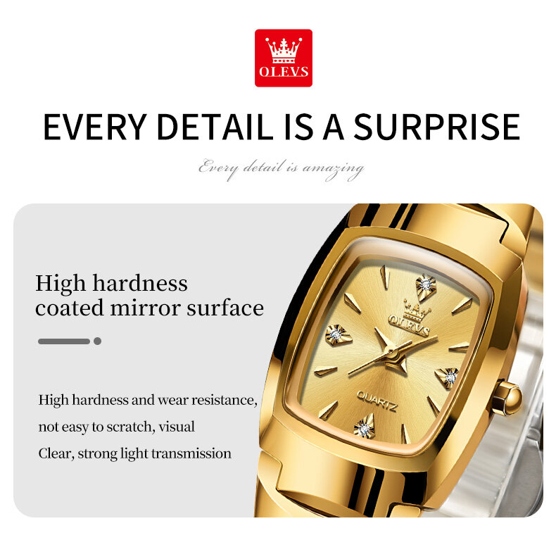 OLEVS Relógio de Quartzo para Casal, Aço De Tungstênio, Diamante Dourado, Presentes Impermeáveis, Seus Conjuntos, 7006, Original