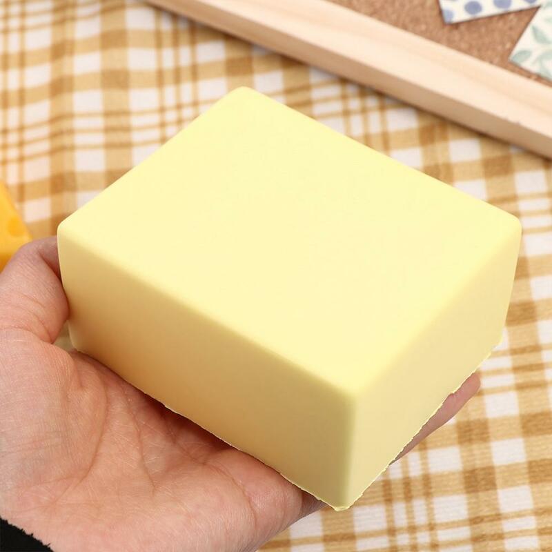 Juguetes suaves para apretar tostadas de Mochi, simulación de tostadas 3D, juguetes para apretar postres amarillos