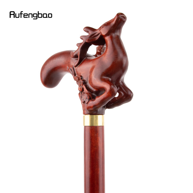 Brown Deer Wooden Single Joint Fashion Walking Stick Decorative Cospaly Cane Halloween Mace Crutch  Wand Crosier 95cm