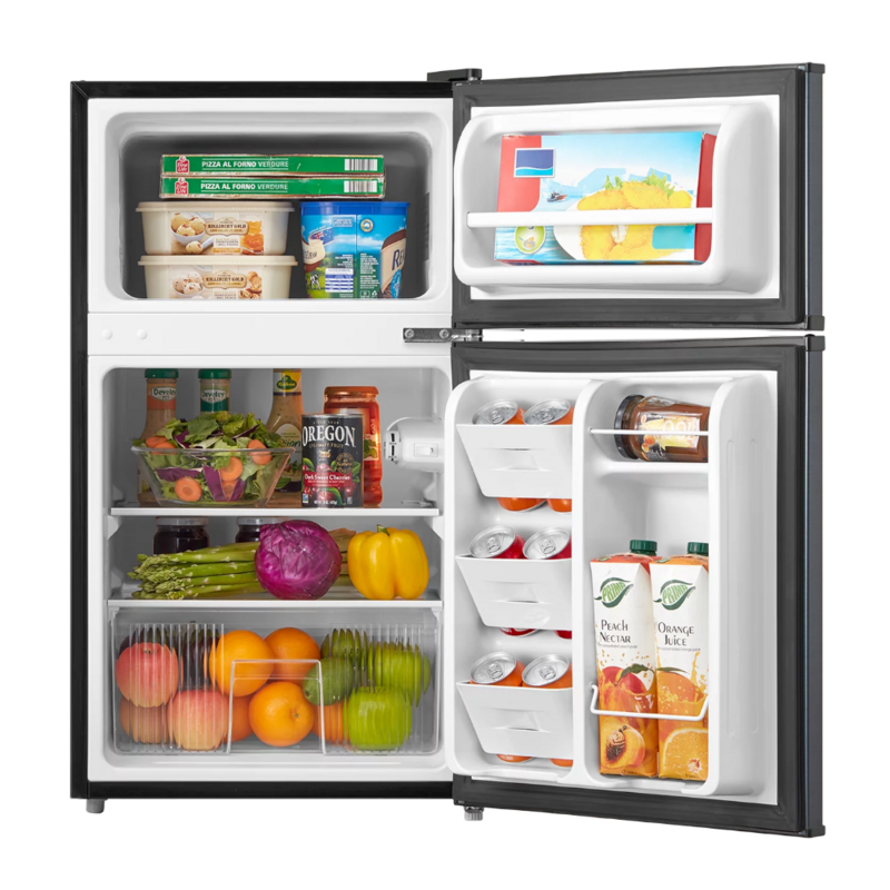 King 3.2 Cu ft Two Door Compact Refrigerator with Freezer, Stainless Steel, E-star (US Stock)
