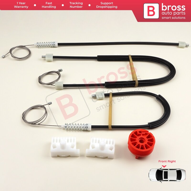Bross Auto Parts BWR584 Electrical Power Window Regulator Repair Kit Front Right Door for Renault Clio 3 2005-2011 Fast Shipment