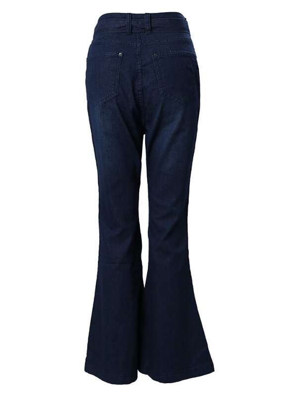 Damesmode Hoge Taille Uitlopende Pijpen Jeans Temperament Dames Vrijetijdskleding Nieuw Zakontwerp Casual Skinny Denim Broek Voor Dames