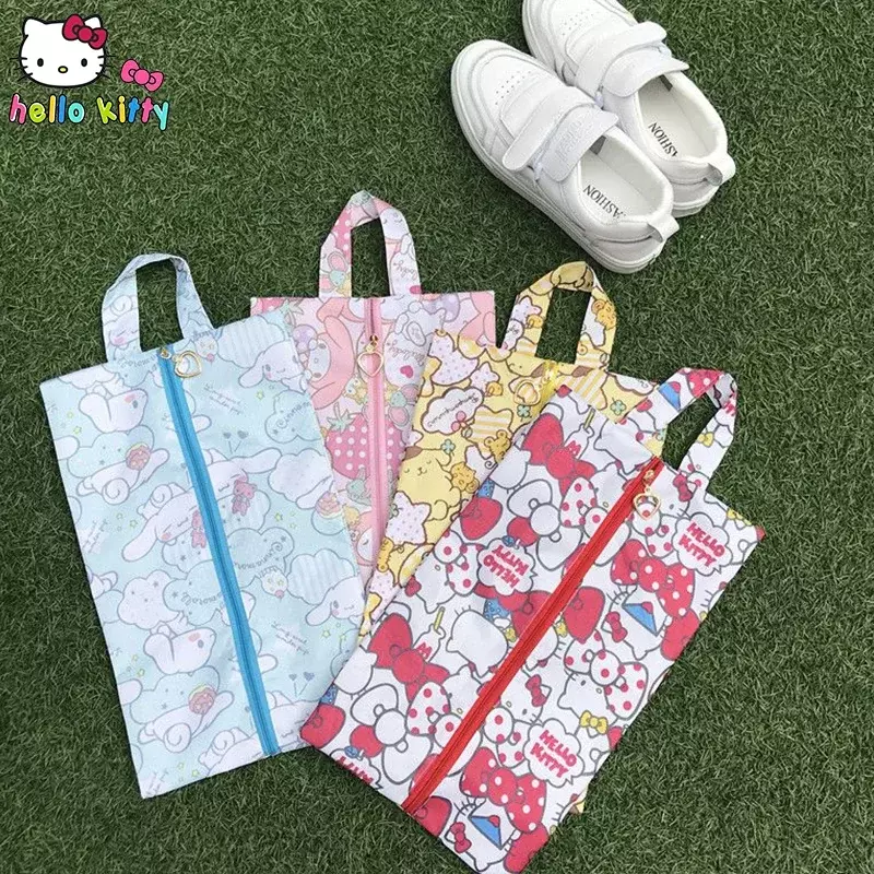 Sanrio Hello Kitty Storage Bag borsa per scarpe Cartoon My Melody Cinnamoroll borsa per scarpe impermeabile asciugamano per scarpe borsa per scarpe