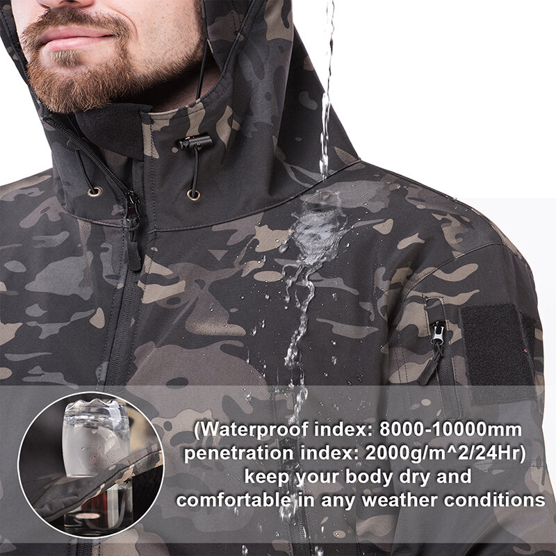 CamSolomon-Veste imperméable pour homme, vêtements chauds, coquille souple, manteau de chasse, vestes militaires, grande taille, coupe-vent