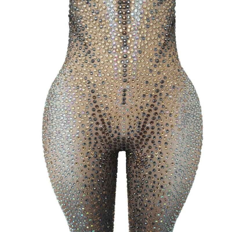 Donne Spandex Drag Queen Costumes Dancer strass Rave Festival abbigliamento Ropa De Mujer tute da discoteca acrobatiche