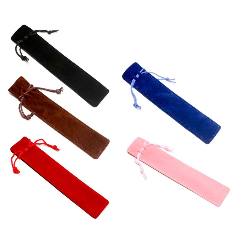 Pen Pouches, Single Pen Sleeve Holder with Drawstring Small Pencil D5QC