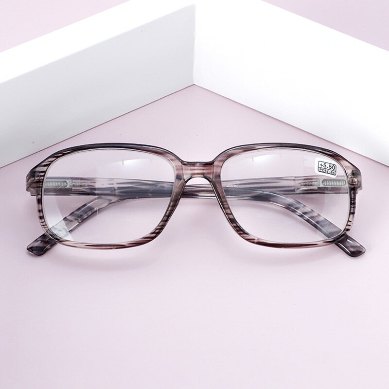 High Diopter Presbyopic Glasses Men and Women Fashion Stripe Design Presbyopic Glasses Diopter +450 +500 +550 +600