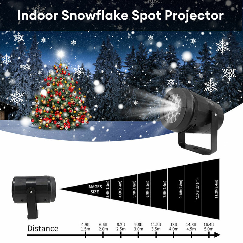 USB Snowflake Christmas Projector LED Fairy Lights for Bedroom Rotating Dynamic White Snow Projection Lamp Indoor for Holiday