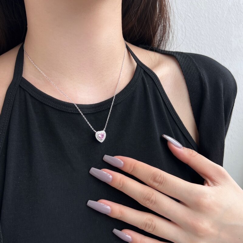 Cross Border European and American S925 Sterling Silver Necklace for Women with High-end Feel, Zirconia Inlay, Fashionable