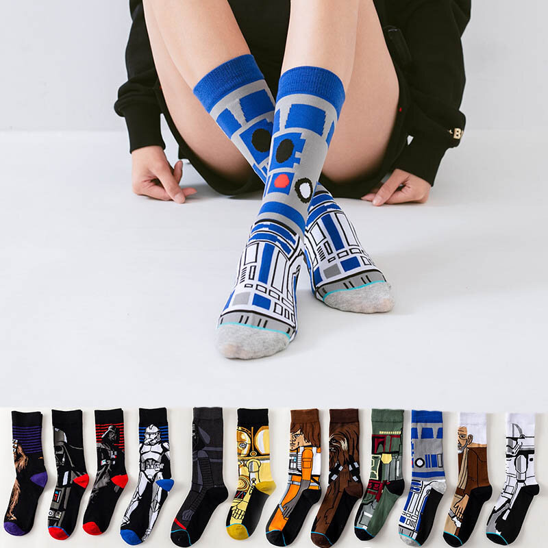 1 пара осенне-зимних мужских носков для скейтборда из фильма Master Yoda R2-D2, носки для косплея Wookiee, рыцарь джедаев, новинка, женские носки 37-45